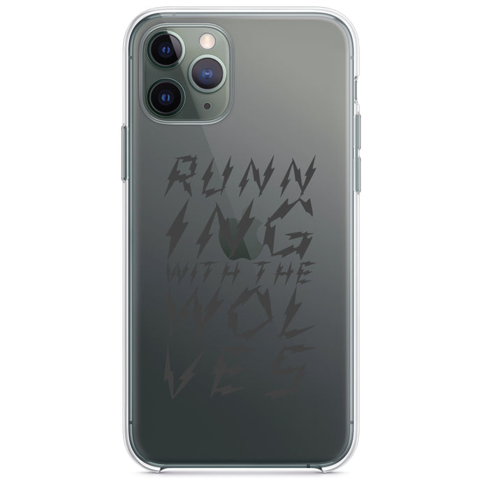 DistinctInk® Clear Shockproof Hybrid Case for Apple iPhone / Samsung Galaxy / Google Pixel - Running With the Wolves