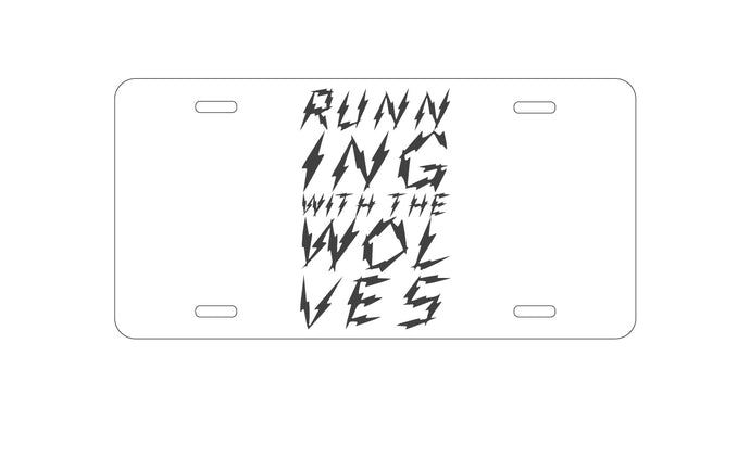 DistinctInk Custom Aluminum Decorative Vanity Front License Plate - Running With the Wolves