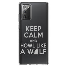 DistinctInk® Clear Shockproof Hybrid Case for Apple iPhone / Samsung Galaxy / Google Pixel - Keep Calm Howl Like a Wolf