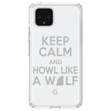 DistinctInk® Clear Shockproof Hybrid Case for Apple iPhone / Samsung Galaxy / Google Pixel - Keep Calm Howl Like a Wolf