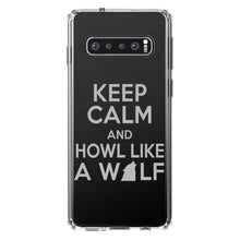 DistinctInk® Clear Shockproof Hybrid Case for Apple iPhone / Samsung Galaxy / Google Pixel - Keep Calm Howl Like a Wolf