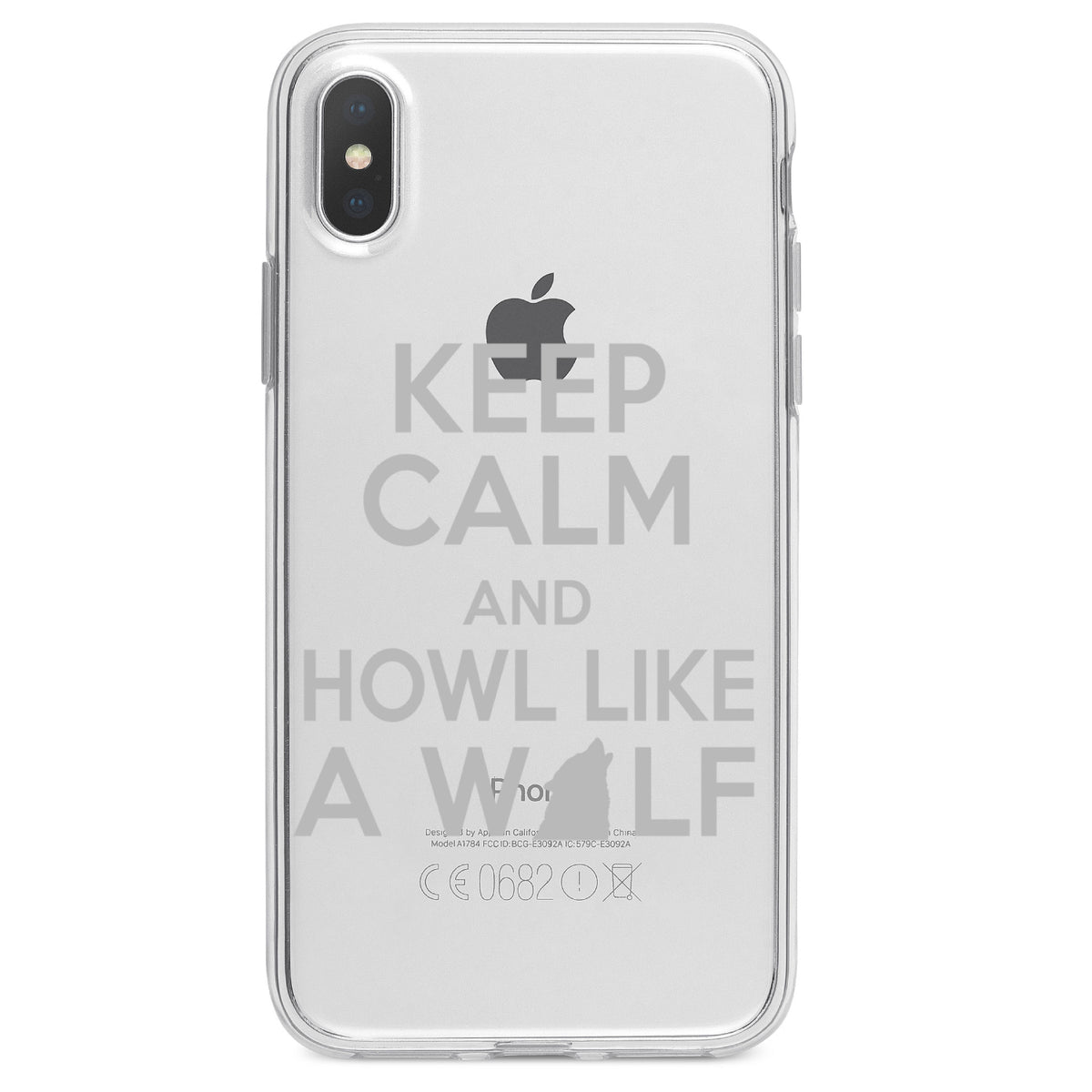 Keep Calm Howl Like a Wolf Clear Shockproof iPhone Case, view 4