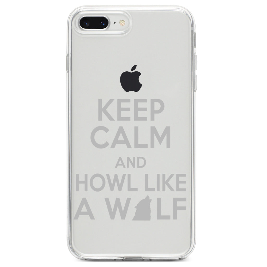 Keep Calm Howl Like a Wolf Clear Shockproof iPhone Case, view 6