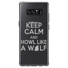 DistinctInk® Clear Shockproof Hybrid Case for Apple iPhone / Samsung Galaxy / Google Pixel - Keep Calm Howl Like a Wolf