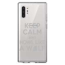 DistinctInk® Clear Shockproof Hybrid Case for Apple iPhone / Samsung Galaxy / Google Pixel - Keep Calm Howl Like a Wolf