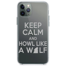 DistinctInk® Clear Shockproof Hybrid Case for Apple iPhone / Samsung Galaxy / Google Pixel - Keep Calm Howl Like a Wolf