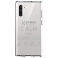 DistinctInk® Clear Shockproof Hybrid Case for Apple iPhone / Samsung Galaxy / Google Pixel - Keep Calm Howl Like a Wolf