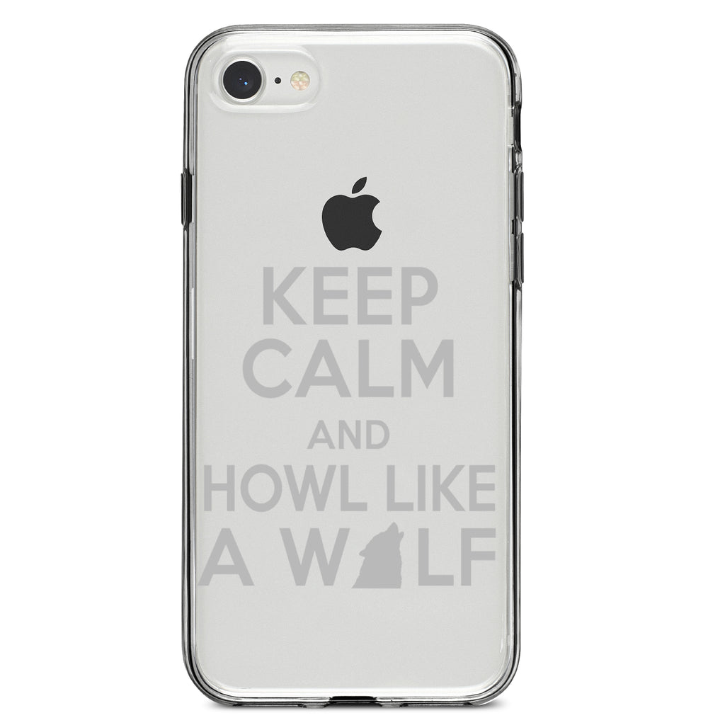 Keep Calm Howl Like a Wolf Clear Shockproof iPhone Case, view 5