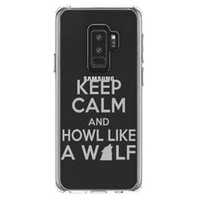 DistinctInk® Clear Shockproof Hybrid Case for Apple iPhone / Samsung Galaxy / Google Pixel - Keep Calm Howl Like a Wolf