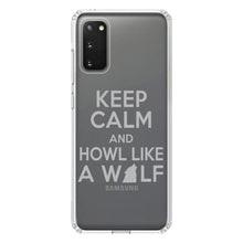 DistinctInk® Clear Shockproof Hybrid Case for Apple iPhone / Samsung Galaxy / Google Pixel - Keep Calm Howl Like a Wolf