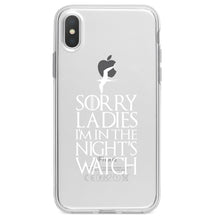 DistinctInk® Clear Shockproof Hybrid Case for Apple iPhone / Samsung Galaxy / Google Pixel - Sorry Ladies I'm In The Night's Watch
