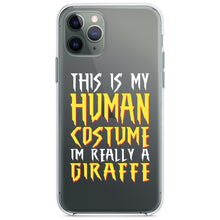 DistinctInk® Clear Shockproof Hybrid Case for Apple iPhone / Samsung Galaxy / Google Pixel - My Human Costume, Really a Giraffe