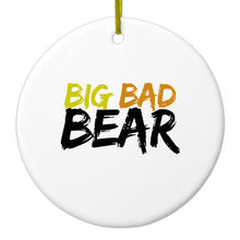 DistinctInk® Hanging Ceramic Christmas Tree Ornament with Gold String - Great Gift / Present - 2 3/4 inch Diameter - Big Bad Bear