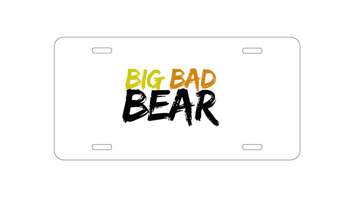 DistinctInk Custom Aluminum Decorative Vanity Front License Plate - Big Bad Bear