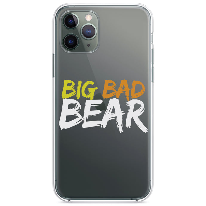 DistinctInk® Clear Shockproof Hybrid Case for Apple iPhone / Samsung Galaxy / Google Pixel - Big Bad Bear