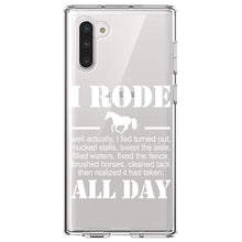 DistinctInk® Clear Shockproof Hybrid Case for Apple iPhone / Samsung Galaxy / Google Pixel - I Rode All Day - Horse