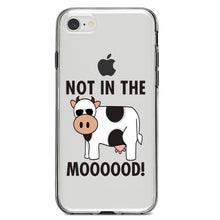 DistinctInk® Clear Shockproof Hybrid Case for Apple iPhone / Samsung Galaxy / Google Pixel - Not in the MOOOOOOD! Cow
