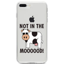 DistinctInk® Clear Shockproof Hybrid Case for Apple iPhone / Samsung Galaxy / Google Pixel - Not in the MOOOOOOD! Cow