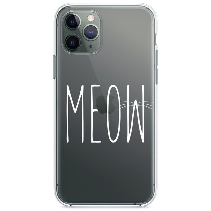 DistinctInk® Clear Shockproof Hybrid Case for Apple iPhone / Samsung Galaxy / Google Pixel - Meow - Cat Whiskers