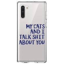 DistinctInk® Clear Shockproof Hybrid Case for Apple iPhone / Samsung Galaxy / Google Pixel - My Cats And I Talk S**t About You