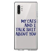 DistinctInk® Clear Shockproof Hybrid Case for Apple iPhone / Samsung Galaxy / Google Pixel - My Cats And I Talk S**t About You