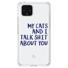 DistinctInk® Clear Shockproof Hybrid Case for Apple iPhone / Samsung Galaxy / Google Pixel - My Cats And I Talk S**t About You