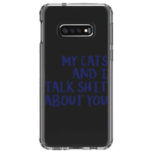 DistinctInk® Clear Shockproof Hybrid Case for Apple iPhone / Samsung Galaxy / Google Pixel - My Cats And I Talk S**t About You