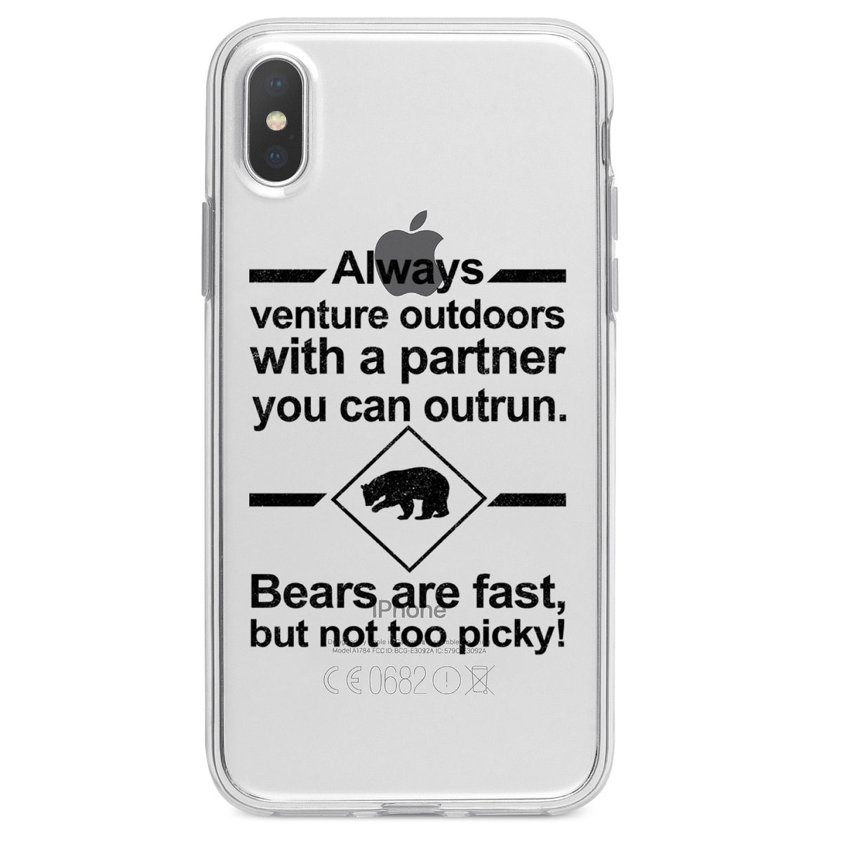 Bears Are Fast But Not Too Picky Clear Shockproof iPhone Case, view 2