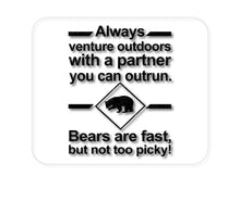 DistinctInk Custom Foam Rubber Mouse Pad - 1/4" Thick - Bears Are Fast But Not Too Picky