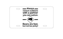DistinctInk Custom Aluminum Decorative Vanity Front License Plate - Bears Are Fast But Not Too Picky