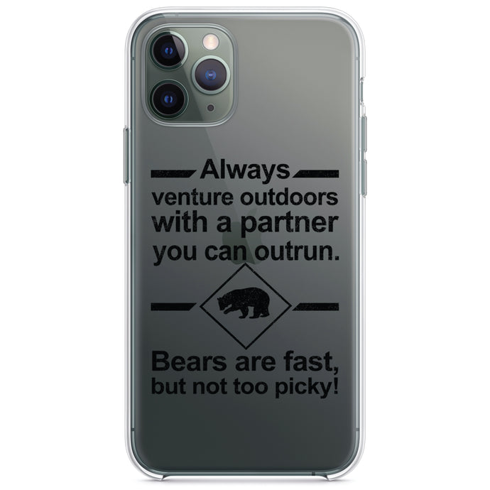 DistinctInk® Clear Shockproof Hybrid Case for Apple iPhone / Samsung Galaxy / Google Pixel - Bears Are Fast But Not Too Picky