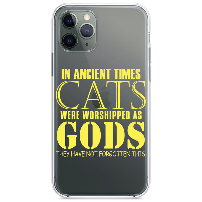 DistinctInk® Clear Shockproof Hybrid Case for Apple iPhone / Samsung Galaxy / Google Pixel - Ancient Times, Cats Worshipped As Gods