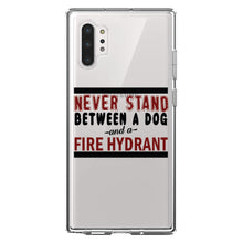 DistinctInk® Clear Shockproof Hybrid Case for Apple iPhone / Samsung Galaxy / Google Pixel - Never Stand Between Dog & Fire Hydrant
