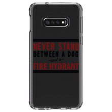 DistinctInk® Clear Shockproof Hybrid Case for Apple iPhone / Samsung Galaxy / Google Pixel - Never Stand Between Dog & Fire Hydrant
