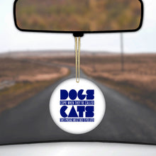 DistinctInk® Hanging Ceramic Christmas Tree Ornament with Gold String - Great Gift / Present - 2 3/4 inch Diameter - Dogs Come When Called, Cats Later