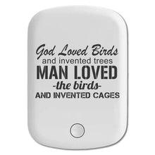 DistinctInk Magnetic Battery Pack, Wireless Portable Charger with USB-C Cable, Compatible with MagSafe iPhone 14 / 13 / 12 Series - God Loved Birds - Trees, Cages