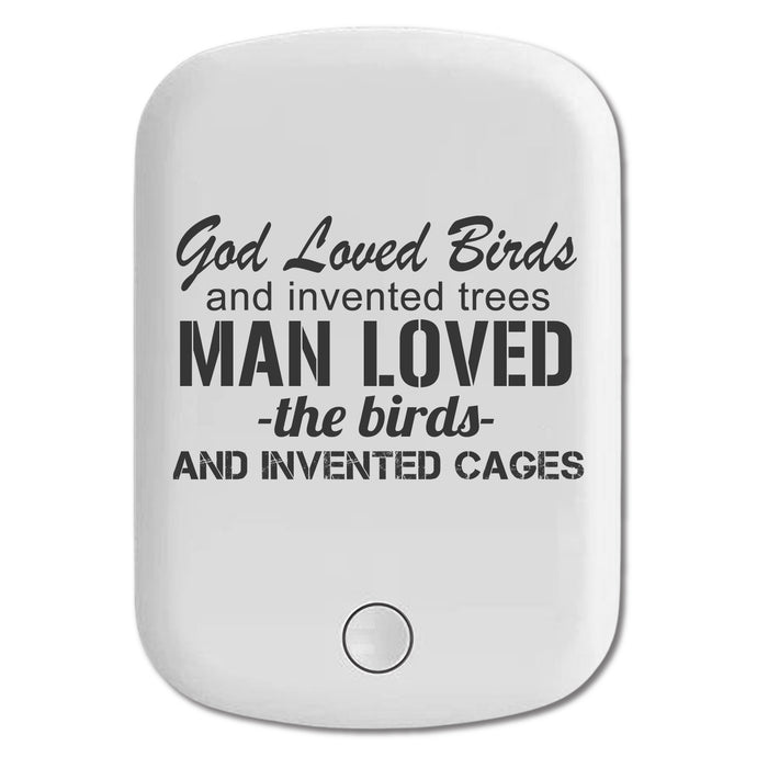 DistinctInk Magnetic Battery Pack, Wireless Portable Charger with USB-C Cable, Compatible with MagSafe iPhone 14 / 13 / 12 Series - God Loved Birds - Trees, Cages