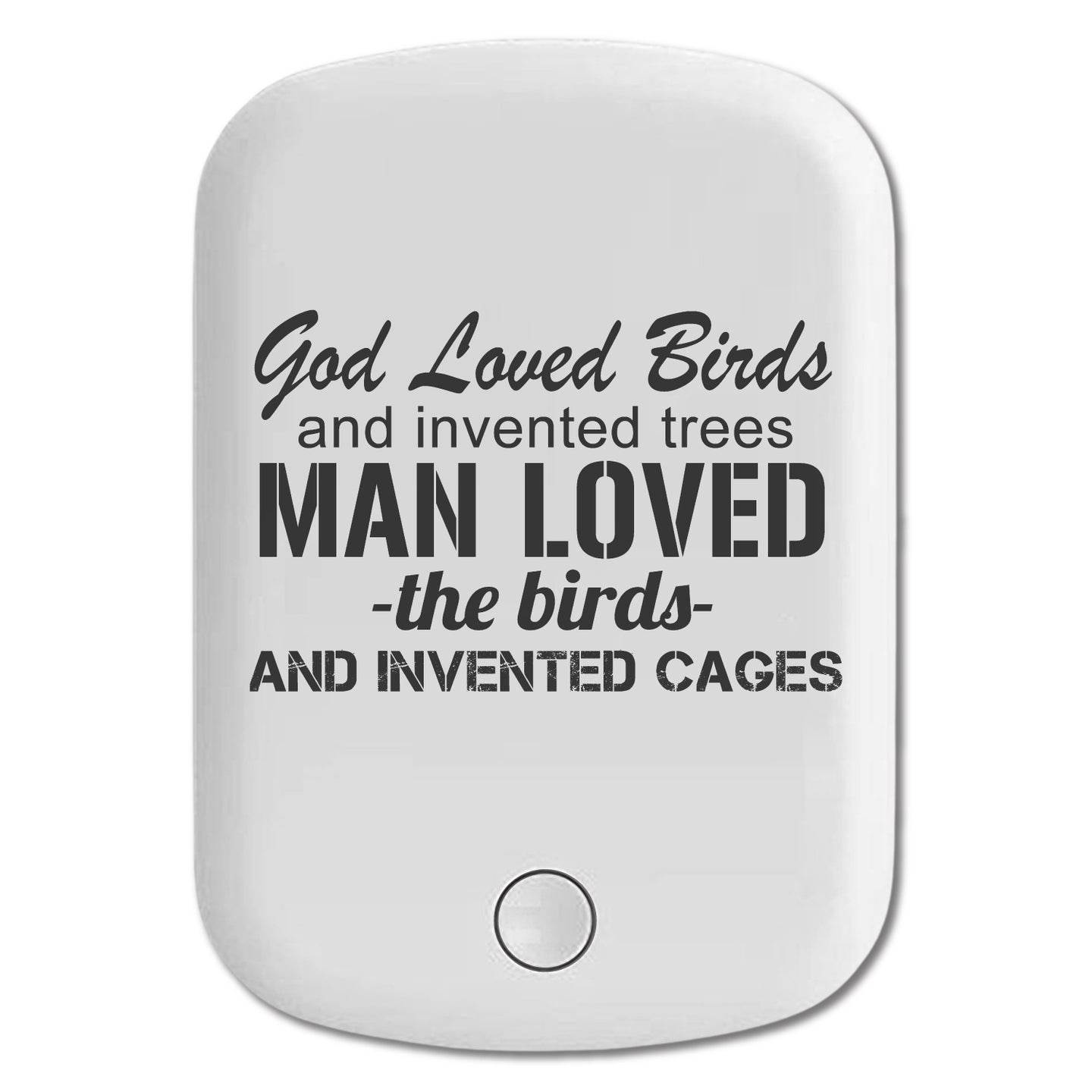 DistinctInk Magnetic Battery Pack, Wireless Portable Charger with USB-C Cable, Compatible with MagSafe iPhone 14 / 13 / 12 Series - God Loved Birds - Trees, Cages