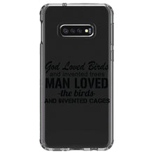DistinctInk® Clear Shockproof Hybrid Case for Apple iPhone / Samsung Galaxy / Google Pixel - God Loved Birds - Trees, Cages