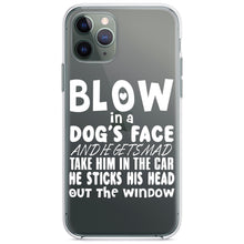 DistinctInk® Clear Shockproof Hybrid Case for Apple iPhone / Samsung Galaxy / Google Pixel - Blow in Dog's Face, Mad. Head Out Window