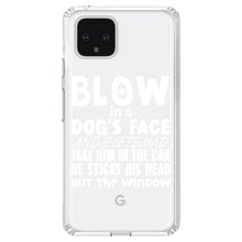 DistinctInk® Clear Shockproof Hybrid Case for Apple iPhone / Samsung Galaxy / Google Pixel - Blow in Dog's Face, Mad. Head Out Window