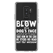 DistinctInk® Clear Shockproof Hybrid Case for Apple iPhone / Samsung Galaxy / Google Pixel - Blow in Dog's Face, Mad. Head Out Window