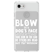 DistinctInk® Clear Shockproof Hybrid Case for Apple iPhone / Samsung Galaxy / Google Pixel - Blow in Dog's Face, Mad. Head Out Window