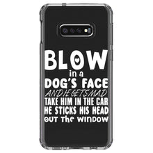 DistinctInk® Clear Shockproof Hybrid Case for Apple iPhone / Samsung Galaxy / Google Pixel - Blow in Dog's Face, Mad. Head Out Window
