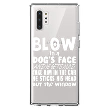 DistinctInk® Clear Shockproof Hybrid Case for Apple iPhone / Samsung Galaxy / Google Pixel - Blow in Dog's Face, Mad. Head Out Window
