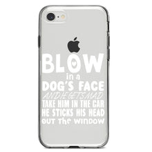 DistinctInk® Clear Shockproof Hybrid Case for Apple iPhone / Samsung Galaxy / Google Pixel - Blow in Dog's Face, Mad. Head Out Window