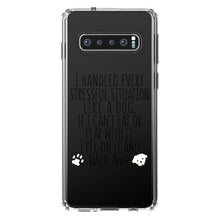 DistinctInk® Clear Shockproof Hybrid Case for Apple iPhone / Samsung Galaxy / Google Pixel - Can't Eat or Play, Pee and Walk Away - Dog Lover