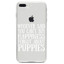 DistinctInk® Clear Shockproof Hybrid Case for Apple iPhone / Samsung Galaxy / Google Pixel - Can't Buy Happiness Forgot About Puppies