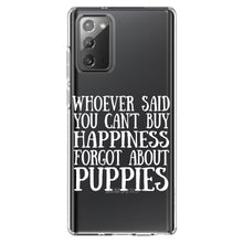 DistinctInk® Clear Shockproof Hybrid Case for Apple iPhone / Samsung Galaxy / Google Pixel - Can't Buy Happiness Forgot About Puppies