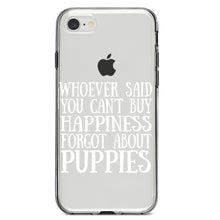DistinctInk® Clear Shockproof Hybrid Case for Apple iPhone / Samsung Galaxy / Google Pixel - Can't Buy Happiness Forgot About Puppies